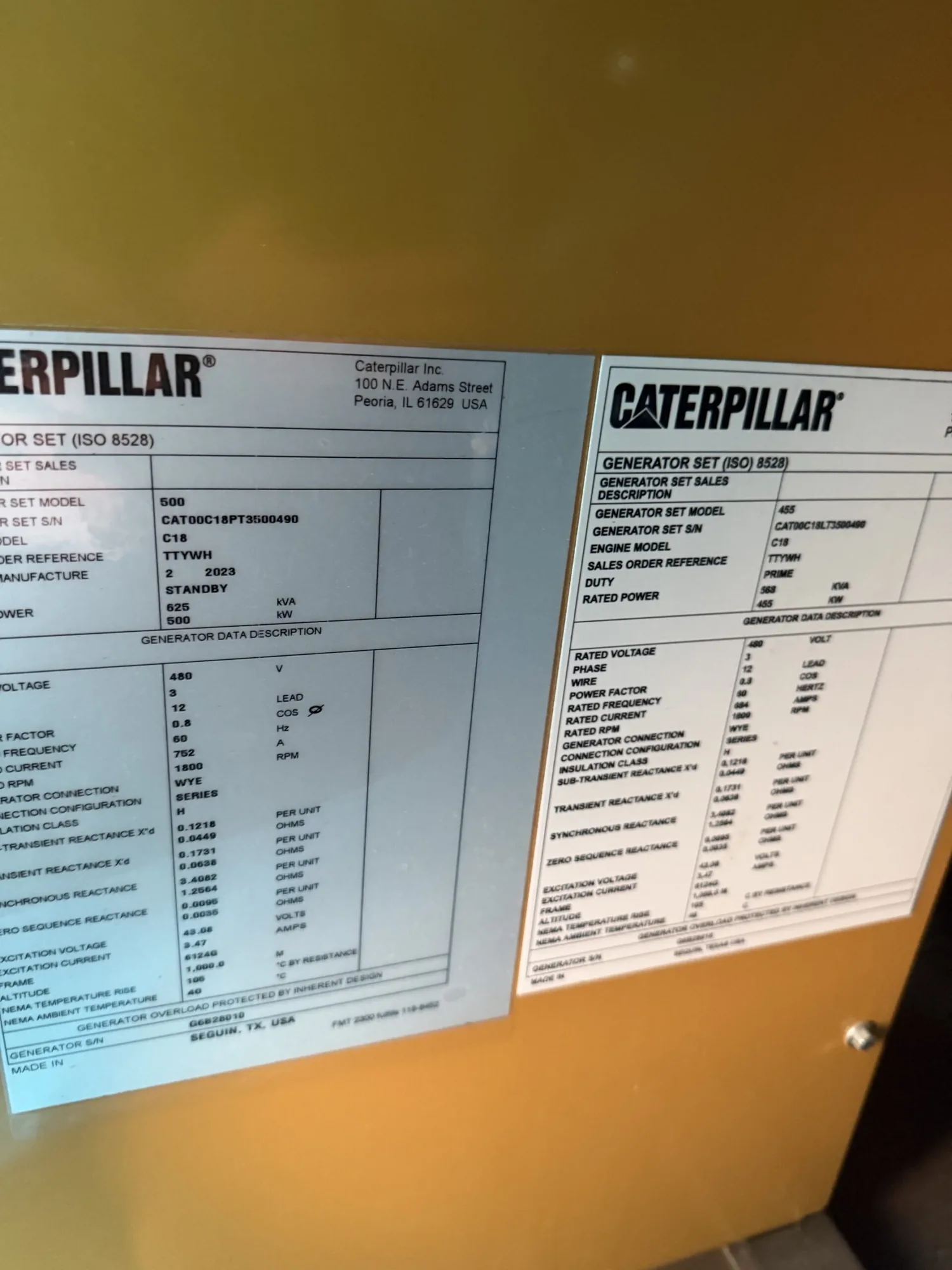 NEW Surplus CAT C18 – 500KW Tier 4 Final Diesel Generators – 2 Available