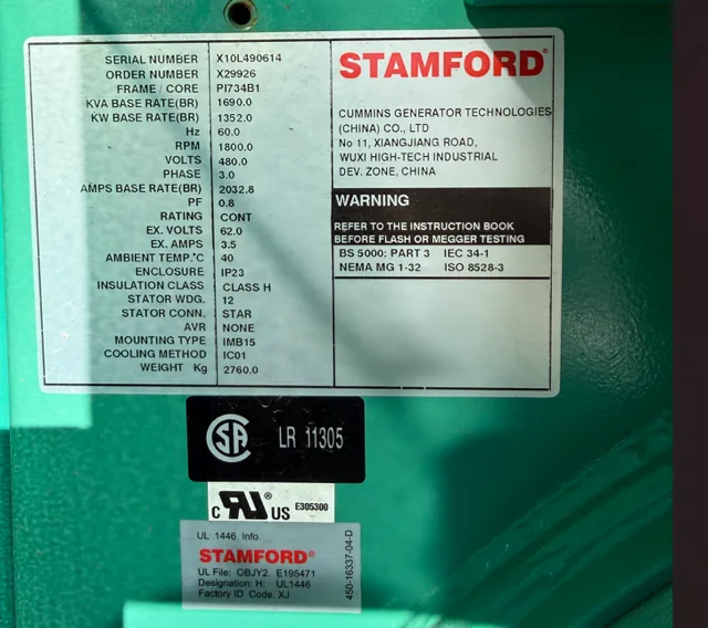 Stamford PI743B Generator End With PowerCommand Digital Panel