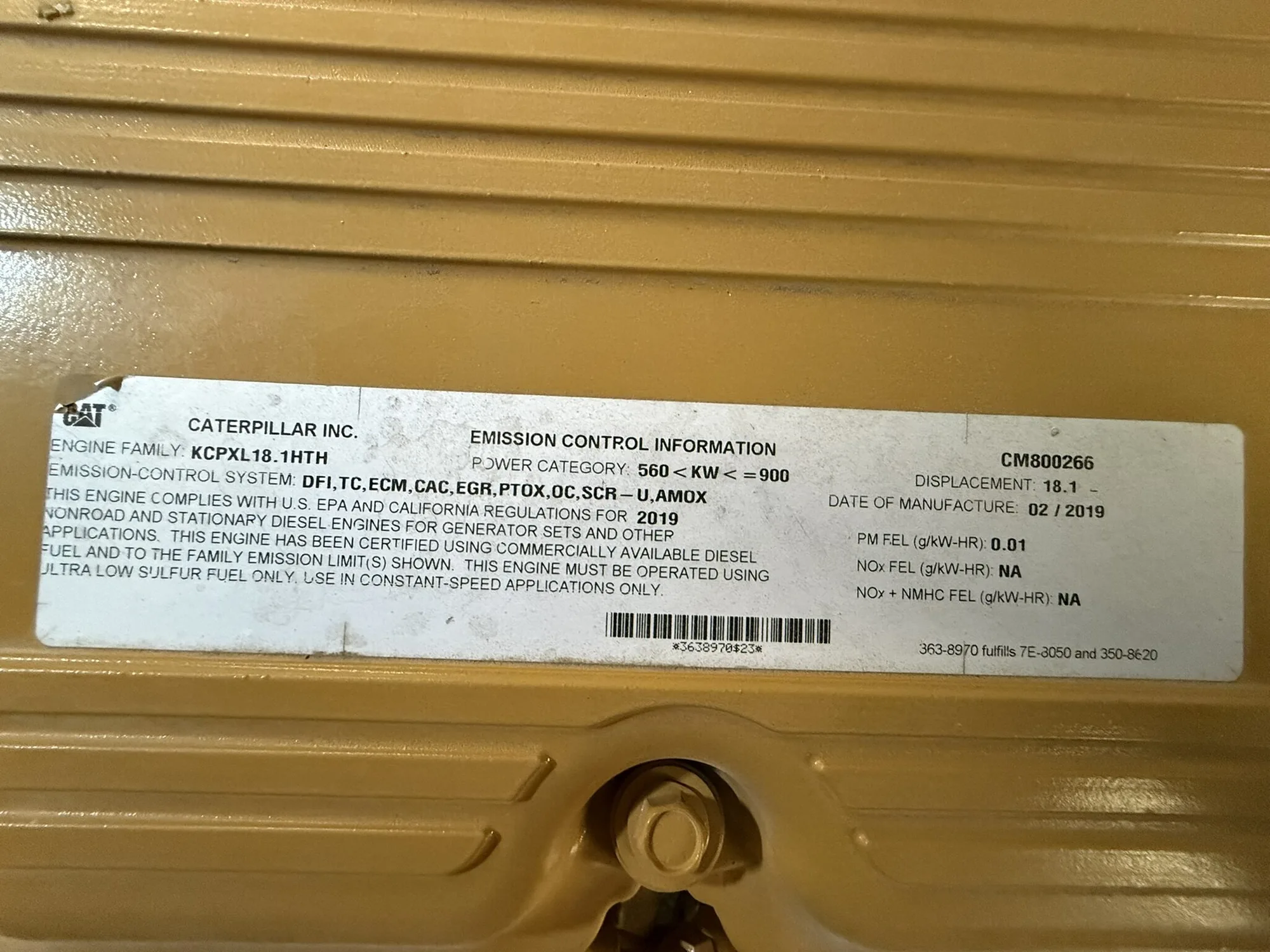 Caterpillar XQ570 – 500KW Tier 4 FINAL/CARB Diesel Generator Set W/Warranty