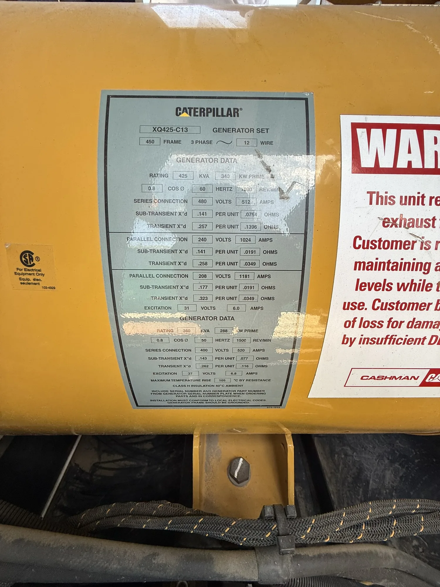 Caterpillar XQ425 – 375KW Tier 4 FINAL/CARB Rental Grade Power Module