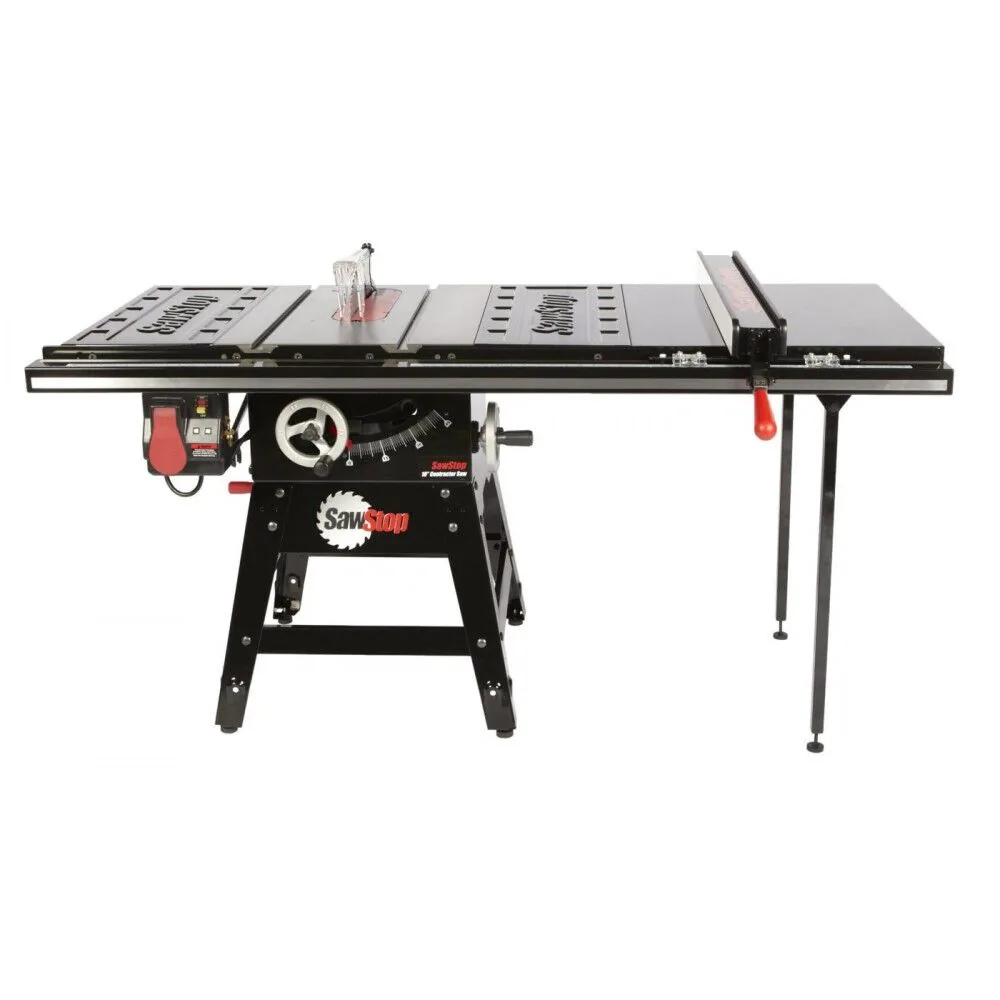 NEW Sawstop Contractor Saw with 36in Professional T Glide Fence System Rails & Extension Table