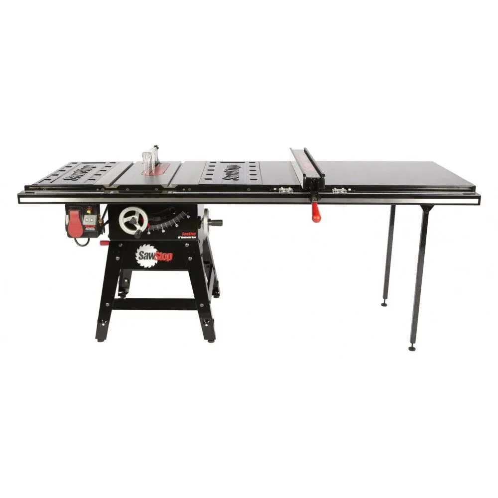 NEW Sawstop Contractors Saw with 52in T Glide Fence System Rails & Extension Table