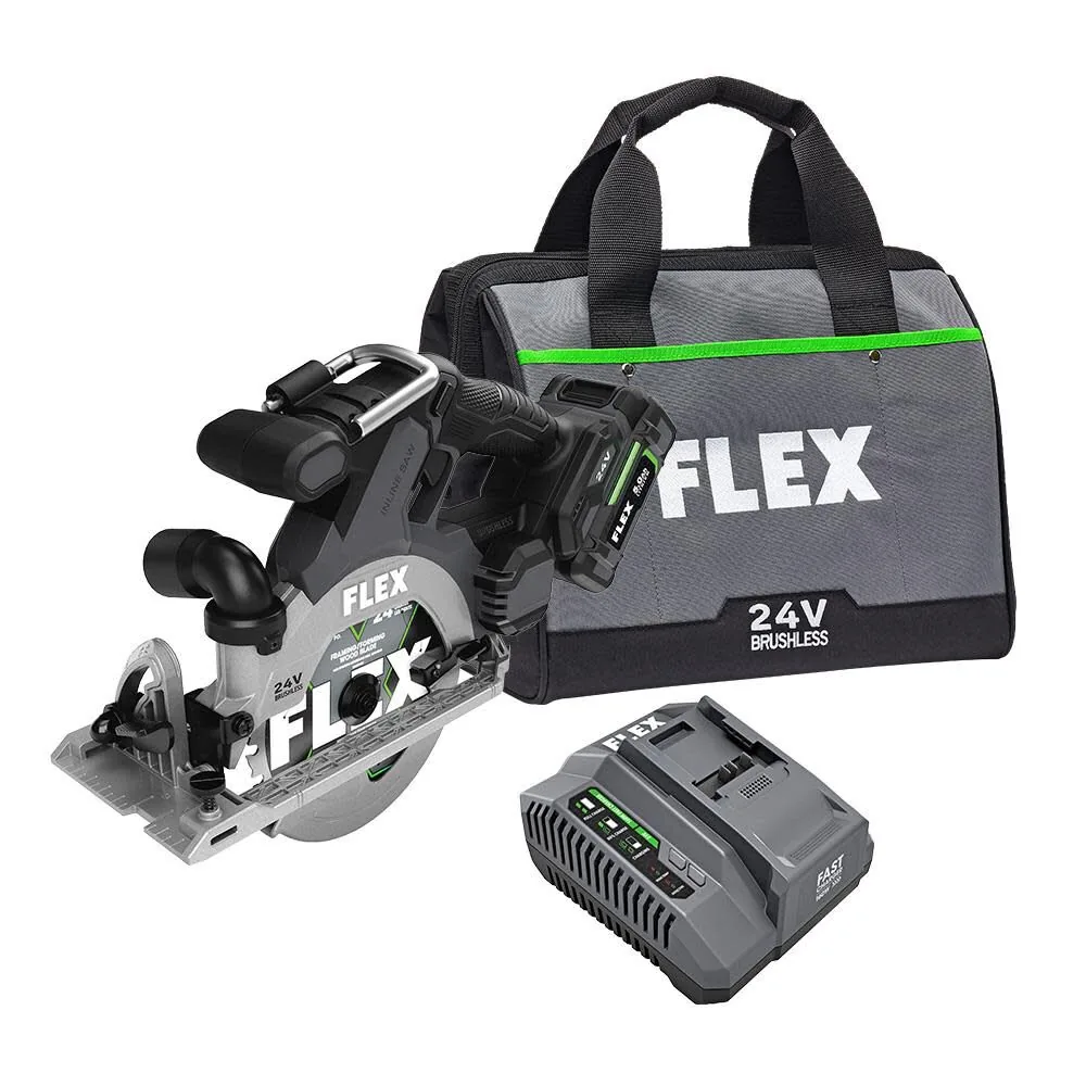 NEW FLEX 24V 6-1/2-In In-Line Circular Saw Kit