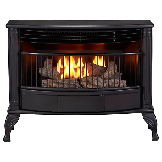 ProCom Ventless Duel Fuel Gas Stove with T-Stat Control, 1,100 sq. ft., 25,000 BTU, Black