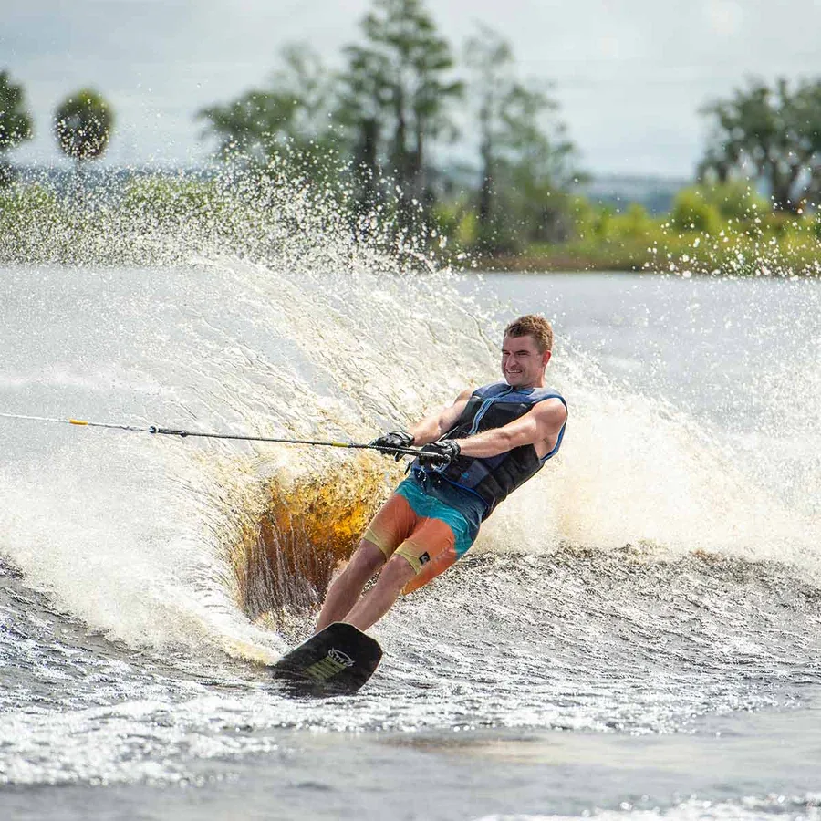 HO Hovercraft Fluro Camo Slalom Ski w/ Double Stance UltraLite Bindings