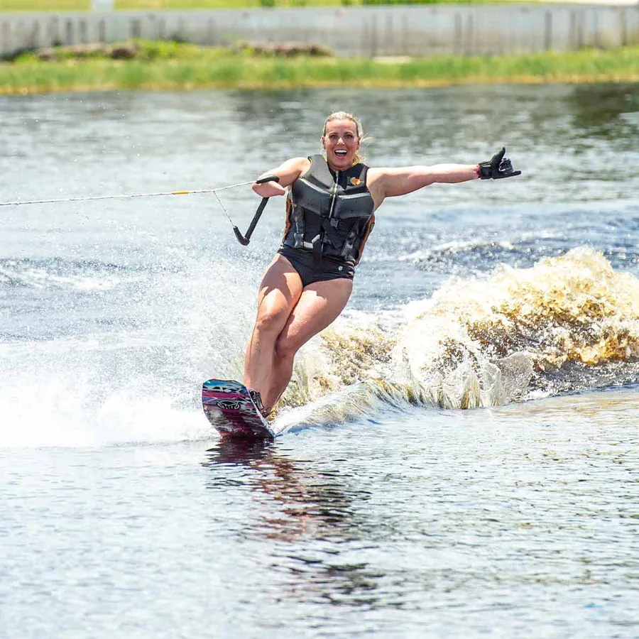 HO Women’s Hovercraft Tribal Pink Slalom Ski w/ Stance UltraLite Bindings and Adjustable Rear Toe Plate