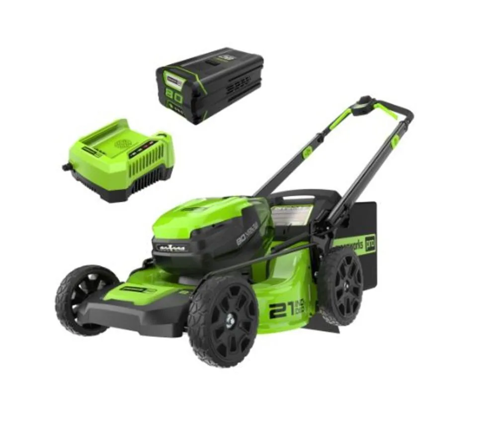 Greenworks 80V 21in Battery Powered Push Lawn Mower Kit with 4Ah Battery & Charger