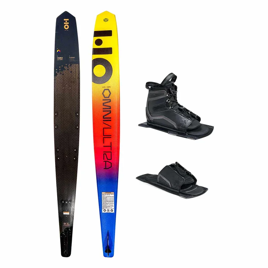 HO Omni Ultra Black Slalom Ski w/ Stance UltraLite Binding and Adjustable Rear Toe Plate
