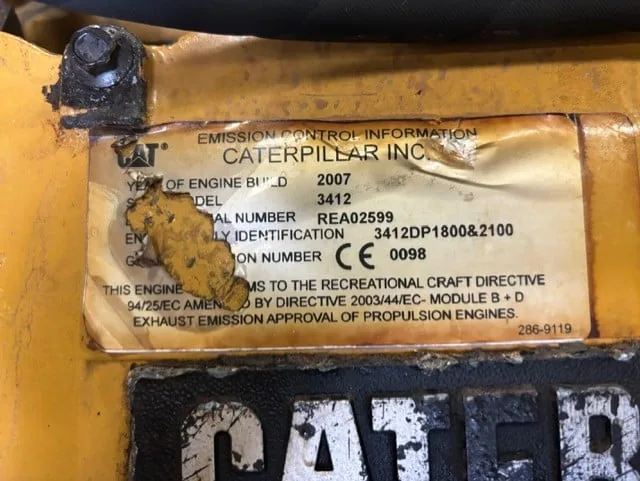 High Hour Runner Caterpillar 3412 DITTA 650HP  Diesel Marine Engine