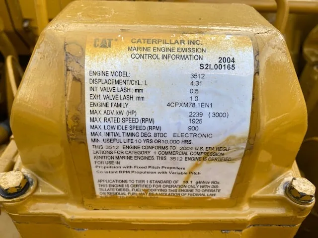 Good Used Caterpillar 3512B 1500HP Tier 1 Diesel Marine Engine