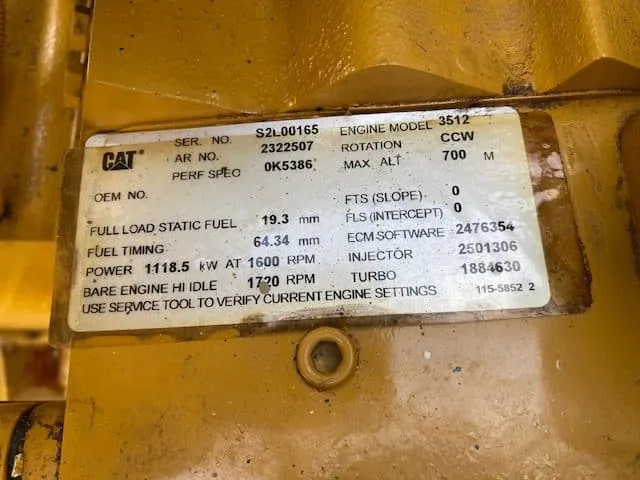 Good Used Caterpillar 3512B 1500HP Tier 1 Diesel Marine Engine