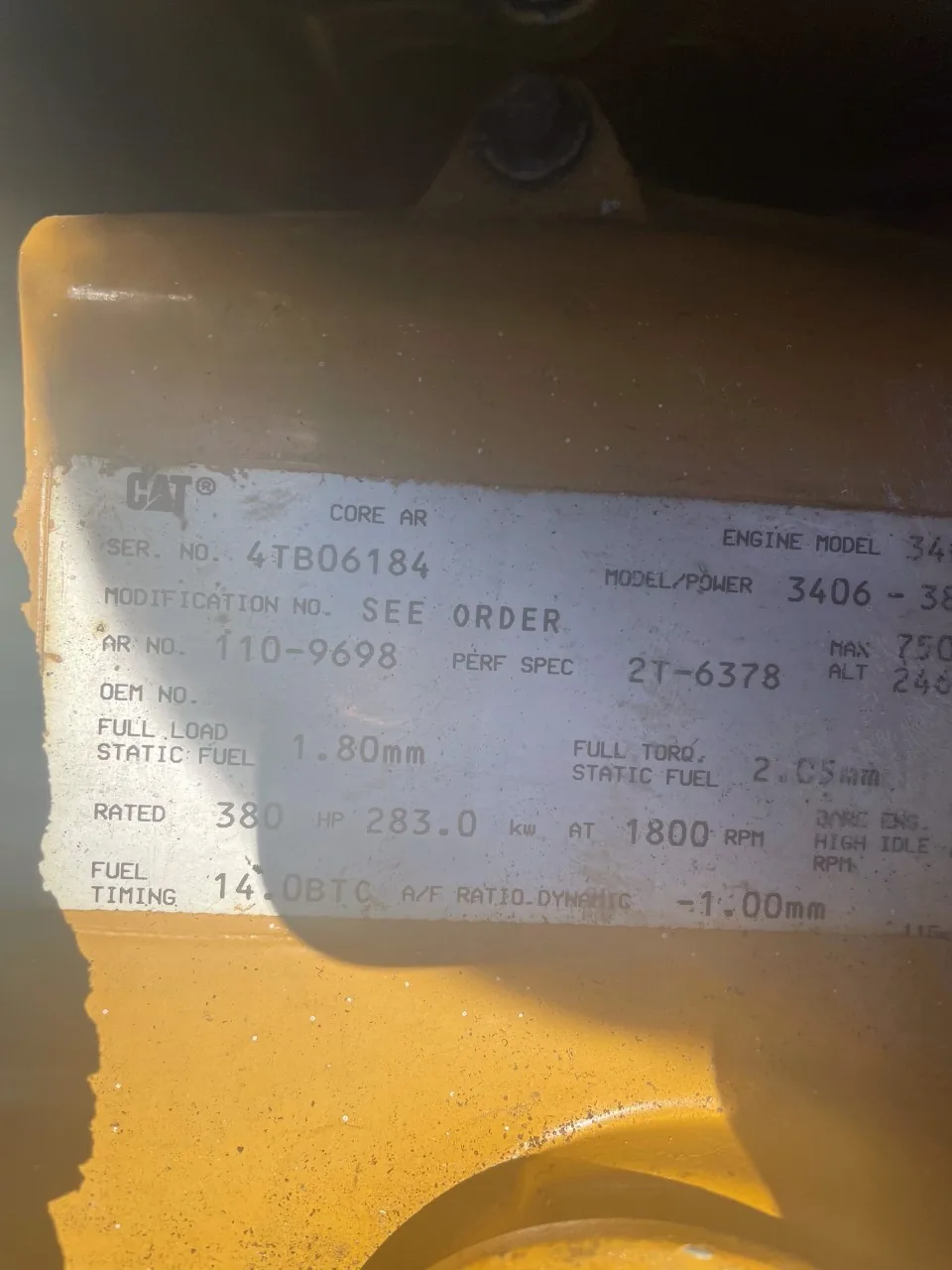 High Hour Runner Caterpillar 3406 380HP  Diesel Marine Engine