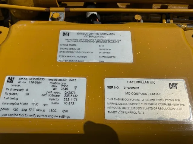 High Hour Runner Caterpillar 3412E DITA 720HP  Diesel Marine Engine