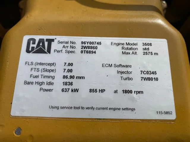 High Hour Runner Caterpillar 3508 DITA 855HP  Diesel Marine Engine