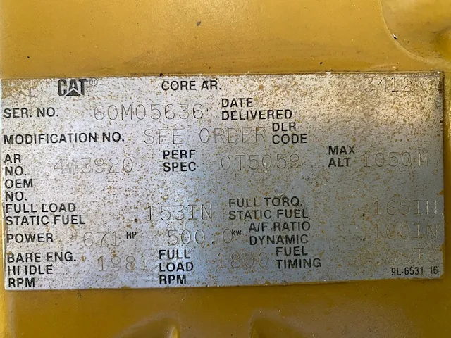 High Hour Runner Caterpillar 3412C DITA 671HP  Diesel Marine Engine