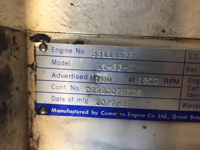 High Hour Cummins KT38-M 800HP  Diesel Marine Engine