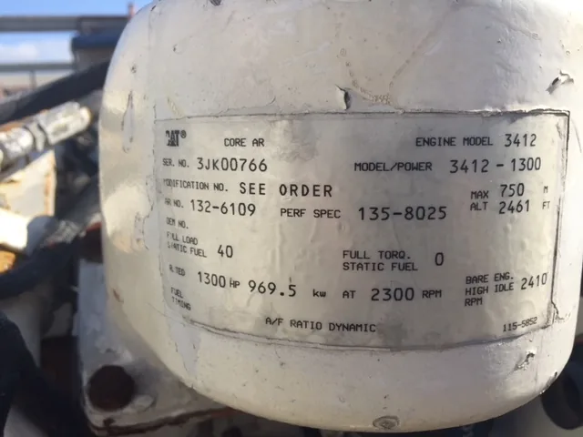 High Hour Runner Caterpillar 3412C DITTA 1300HP  Diesel Marine Engine