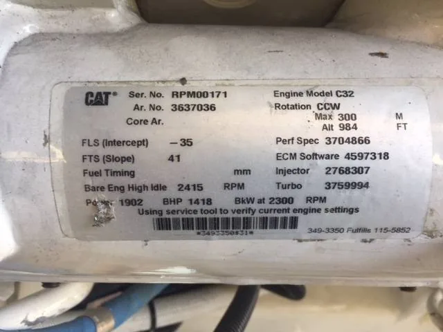 Low Hour Caterpillar C32 ACERT 1900HP Tier 3 Diesel Marine Engine